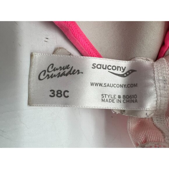 Saucony Womens Curve Crusader Athletic Sport Bra Size 38C Hot Pink Crossback - Picture 3 of 8